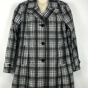 Relativity Womens Black White Checkered Light Coat